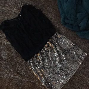 Sequin skirt sleeveless dress